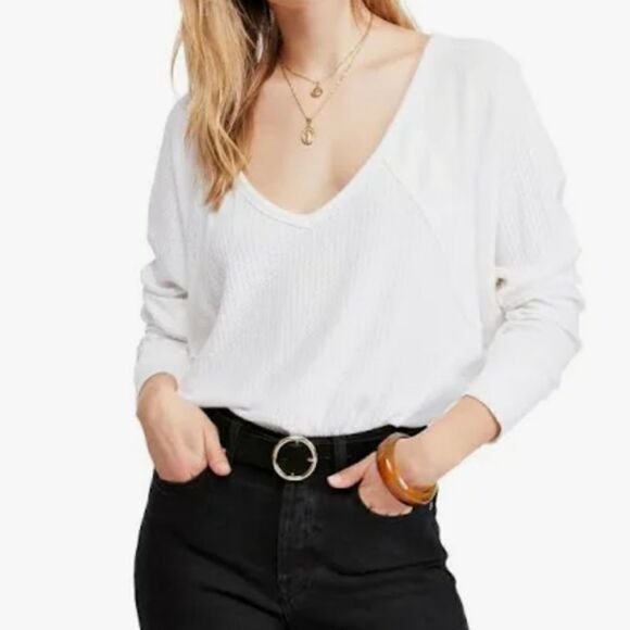 Free people santa clara thermal top, alabaster size xs - Picture 1 of 6